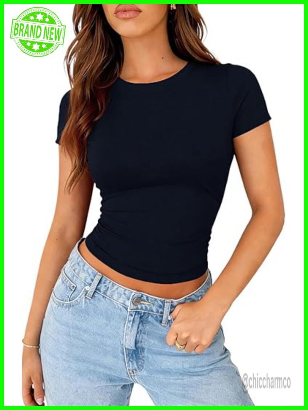 Short Sleeve Crew Neck T Shirt Cotton Spandex Stretch Casual Going Out Top